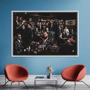 Impresión de Personajes de Películas de Mafias: Arte de Pared en Lienzo de Leyendas del Gánster, Lienzo Enmarcado en Blanco - Product Image 1