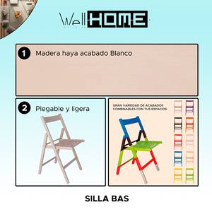 Sedia da Giardino WELL HOME Design BAS in Legno di Faggio con Finitura Bianca Dimensioni 43x47x79 cm - Product Image 2