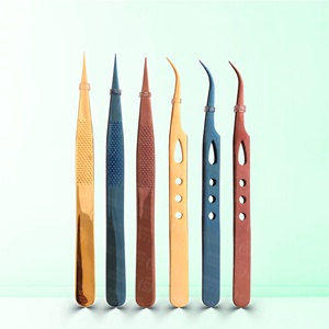 Pinces à cils professionnelles pour extensions de cils, pinces courbées et droites, pinces à volume, acier inoxydable, outils de salon pour cils, vente en gros - Product Image 2