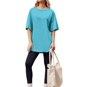 เสื้อยืดสำหรับผู้หญิงเสื้อยืดคอกลมทรงโอเวอร์ไซส์ลายโลโก้ออกแบบได้ตามต้องการสำหรับผู้หญิงสไตล์ฮิปฮอปขนาดใหญ่พิเศษ - Product Image 5