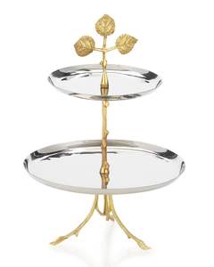 Attractive Style 2-Tier Metal Service <b>Tray</b> with Brass Nickel Plate Finish Well Polished for Home Hotel & Restaurant Use - Product Image 6