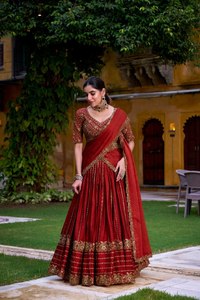 Lehenga choli ผ้าไหม rangoli ปักเลื่อมประณีตสำหรับสีส้มสนิมงานฝีมือที่สง่างามสำหรับงานปาร์ตี้ - Product Image 4