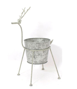 Pot de fleurs de renne en métal galvanisé d'intérieur personnalisable Design coloré pour les festivals, la maison et le jardin Finition enduite de poudre - Product Image 1