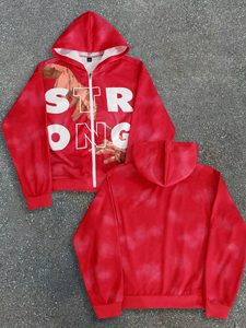 Sudadera con Capucha de Felpa para Hombre, con Estampado de Letras, Cuello con Cremallera, Manga Larga Informal para Otoño, Sudadera de Tela de Rizo / Sudadera de Felpa Francesa - Product Image 3