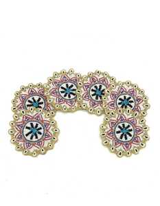 Juego de alfombrillas de mesa con cuentas de oro plateado de 14 pulgadas hechas a mano, patrón ovalado 3D en pizarra, almohadillas de mesa de secado de vidrio, materiales artesanales elegantes - Product Image 2