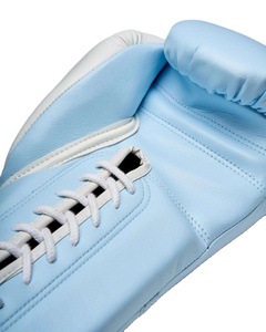 Gants de boxe super luxueux bleu ciel et blanc à lacets, en cuir véritable personnalisé, équipement sportif d'arts martiaux MMA Muay Thai - Product Image 5