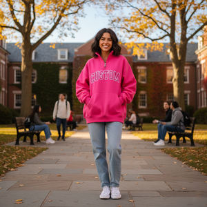 Sudadera de punto de invierno con estampado personalizado para mujer, sudadera de gran tamaño de algodón puro con cuello simulado, ropa griega universitaria - Product Image 1