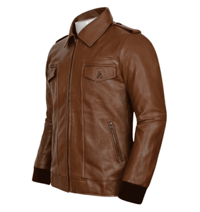 Veste d'hiver en cuir personnalisée pour hommes, style bombardier, coupe-vent, conception ODM, fermeture à glissière, doublure de haute qualité - Product Image 1