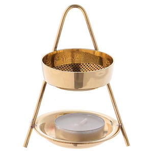 Soporte de incienso de latón puro de diseño moderno, quemador de incienso con acabado dorado, quemador de fragancia de aire, difusor de aceite para decoraciones de mesa - Product Image 1