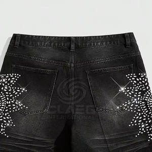 Pantalones vaqueros cortos con diamantes de imitación de estilo único al por mayor, pantalones vaqueros ligeros 2025, pantalones cortos con diamantes de imitación, pantalones vaqueros para adultos - Product Image 6