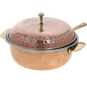 ซุปโลหะทองแดงทรงกลมที่ออกแบบด้วยค้อนเหมาะสำหรับการเสิร์ฟซุปและสตูว์ในงานเลี้ยงมีจำหน่ายในราคาขายส่ง - Product Image 1