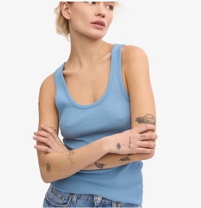 Débardeur décontracté en tricot 100% coton côtelé texturé Logo personnalisé Seaside Blue Breathable Quick Dry Best Quality Export - Product Image 6