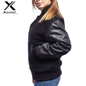 Premium Quality Women's Wool Varsity Jacket Winter Fashion Windproof Embroidery Decoration <b>Quilted</b> Cotton-Filled Fabric Knitted - Product Image 3