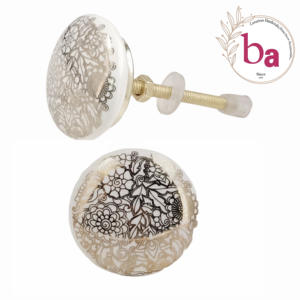 ลูกบิดเซรามิกลายดอกไม้งานสีทองสไตล์โมร็อกโกสำหรับห้องนอนลิ้นชักตู้แต่งตัวตู้เสื้อผ้า - Product Image 1