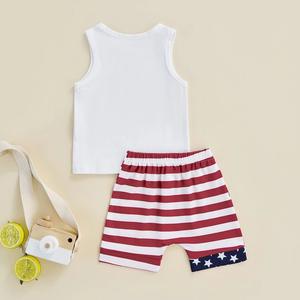 Ensemble de vêtements à rayures pour garçons de 12 à 18 mois, tenues de Sport pour enfants, <span class=keywords><strong>ceinture</strong></span> élastique, short, gilet - Product Image 3