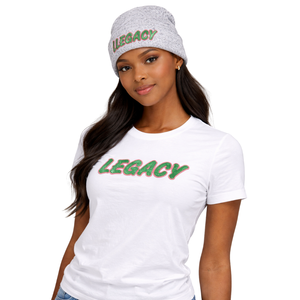 Gorro de Punto Gris 08 Legacy para Mujer, Hermandad Universitaria Griega, Rosa y Verde, Ropa de Invierno para Hermandad Universitaria - Product Image 1