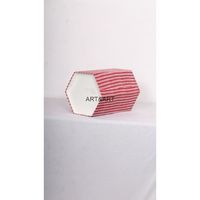 Poubelle décorative écologique faite à la main de 5 litres avec couvercle roulant en forme d'hexagone Poubelle en bois à rayures indiennes pour le recyclage de la maison