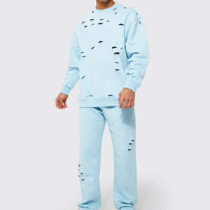 Offre Spéciale hommes sweat à manches longues en détresse nouveauté votre propre conception vêtements de rue hommes en détresse sweat - Product Image 6