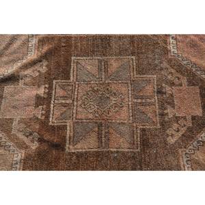 Alfombra de área grande turca Vintage 3,8 X 13.5ft Diseño de retazos marrón Material de lana Respaldo de látex Estilo Tabriz Modelo Alfombra de habitación - Product Image 5