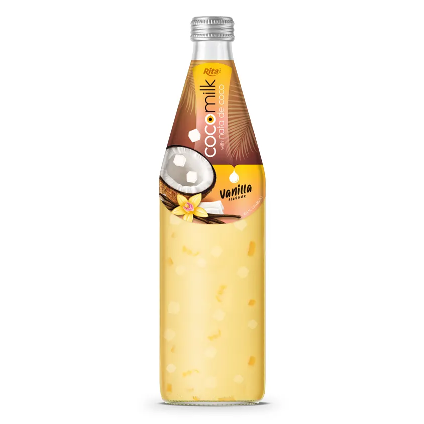 Good Beverage Coconut Milk With Vanilla Flavor Nata De Coco In 485ml Glass Bottle From Vitetnam