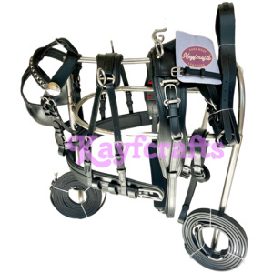 ชุดสายจูงม้าขับรถหนังแท้สีดำพร้อมเครื่องมือดึงรถเข็นม้าแกะสลักลายดอกไม้ - Product Image 6