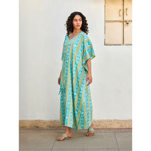 Caftán Maxi Floral de Algodón Mahal para Fiestas - Product Image 3