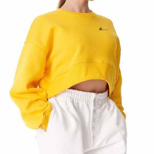 Femmes Crop Top Solide Décontracté Polyester Coton Terry Anti Rétractable 300g Doublé Broderie Hiver - Product Image 5