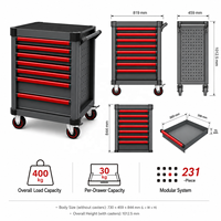 Gabinete de Herramientas Metálico Móvil de Grado Comercial, Resistente al Óxido, Equipado con un Kit de Herramientas Mecánicas de 231 Piezas para Taller de Servicio Automotriz