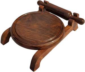 Natural <b>Wood</b> Eco-Friendly Roti Maker Fixed Belan Stand Chakla Belan Floral Pattern Customized Design Antique Style Premium - Product Image 4