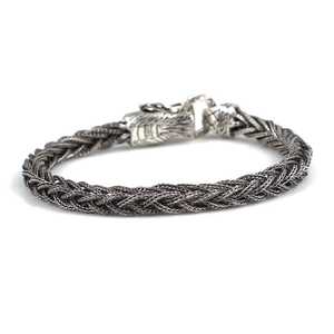 Bracelet tressé en argent sterling 925 avec tête de dragon et diamants, plaqué rhodium, perles religieuses, idéal pour les cadeaux - Product Image 6