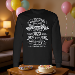T-shirt d'anniversaire à manches longues pour le février 1972, « Les légendes sont nées » - T-shirt promotionnel - Product Image 3