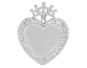 Nouveau Iced Out S925 Argent Avec Moissanite Diamant Creative Couronne Crochet Amour Coeur Photo Pendentif Pour Hommes Femmes - Product Image 4