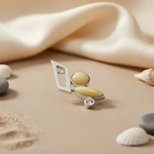 จี้เงินชุบทองประดับพลอยควอตซ์สีเหลือง ดีไซน์ศาสนาที่เป็นเอกลักษณ์ พร้อมลวดลายตัวเลข  เครื่องประดับสำหรับผู้หญิง - Product Image 3