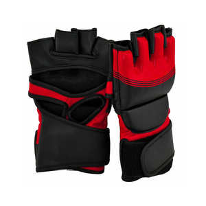 Gants de boxe MMA en cuir de vachette PU demi-doigt pour hommes professionnels OEM 8oz 14oz Gym d'entraînement personnalisé fabriqué au Pakistan imperméable - Product Image 5