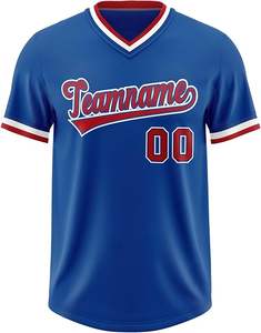 Usine personnalisée vente chaude rétro rayé bouton à manches courtes chemises de Baseball vierge 100% Polyester Baseball Jersey - Product Image 1