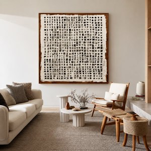 Hand Painted Abstract <b>Canvas</b> Artwork Contemporary Style Wood <b>Frame</b> Indoor Decor - Product Image 3