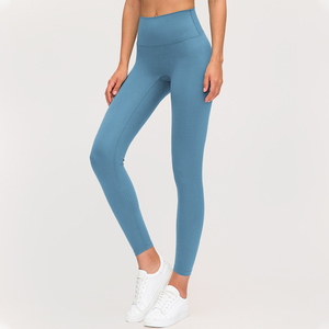 Leggings de yoga pour femmes, taille haute, couleur unie, longueur intégrale, extensibles dans quatre directions, taille élastique, matière spandex et polyester - Product Image 1