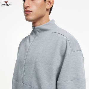 Vente en gros Sweats à capuche à séchage rapide pour hommes quantité minimale de commande bas Tissu léger et confortable Sweat-shirt à demi-fermeture éclair - Product Image 5