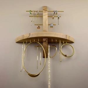 Soporte de joyería de pared de madera hecho a mano para pendientes, collares, anillos, organizador de ahorro de espacio para el hogar y el vestidor DE LA India - Product Image 6