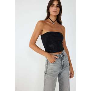 Strapless Embellished Crop <b>Top</b> - Product Image 1
