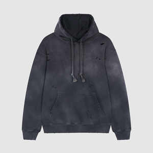 Plus tamaño 400gsm peso pesado personalizado de gran tamaño hombres ácido lavado con capucha vintage liso sudaderas con capucha a granel - Product Image 5