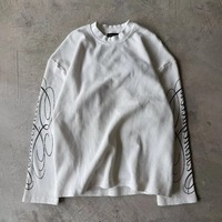 T-shirt en coton de haute qualité à manches longues en tricot gaufré thermique, graphique DTG streetwear personnalisé, 320 g/m²