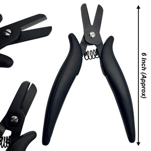 Pince coupante micro-anneaux en acier inoxydable pour extensions capillaires à la kératine, outil de retrait antidérapant à poignée noire, usage commercial durable - Product Image 1