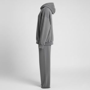 Ensemble streetwear femme en velours 100% coton, comprenant un sweat à capuche court à épaules tombantes et un pantalon de survêtement coupe skinny, effet délavé et ourlet brut, grammage lourd - Product Image 6