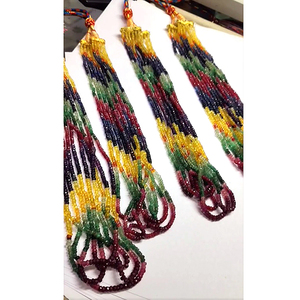 ลูกปัดแซฟไฟร์หลายเหลี่ยมธรรมชาติ23เส้น3มม. 895 CTS 17นิ้วลูกปัดหลวมล่าสุด - Product Image 1