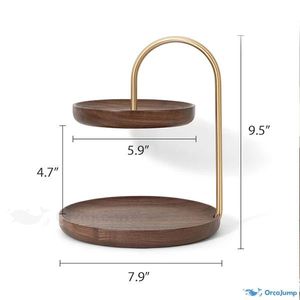 แท่นเสิร์ฟไม้2ชั้นพร้อมสำเนียงโลหะสีทองถาดขนมหวานสุดหรูดีไซน์รูปใบไม้สำหรับงานแต่งงานและของตกแต่งบ้าน - Product Image 5