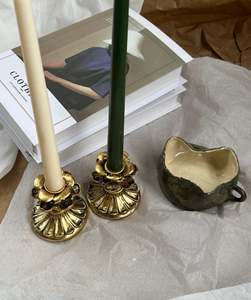 Bougeoir antique bâton chic décorer la maison festive hôtel restaurant or bougies bâtons Collection élégant dépareillé - Product Image 1
