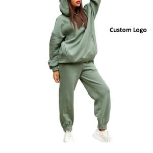 Wholesale Price New Model Custom Logo Hooded Long Women Training Wear Sweatsuit 2 Piece Sweatpants <b>Hoodie</b> Set BD - Product Image 2