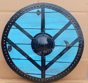 Armadura Medieval Hecha a Mano, Escudo Vikingo Redondo de Madera, Colgante de Pared, Inspirado en Lagertha, 24 Pulgadas - Product Image 6
