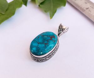 Collar con Colgante Turquesa Vintage, Colgante Plateado Hecho a Mano, Joyería Fina, Regalo para Ella, Regalo para Mamá - Product Image 5